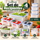 FreshKeep™ – Set de 4 Recipientes con Colador Interior y Tapa